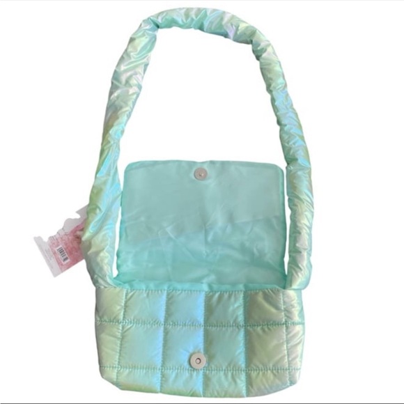 NWT Jessica Simpson Kids Small Shimmery Green Puffer Crossbody Bag Handbag Purse - Picture 3 of 9